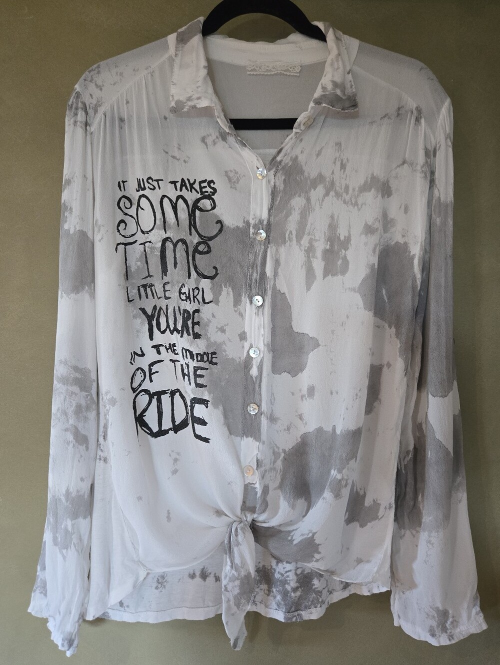 Femme Fatale | Made in Italy Silk Blend Tie-Dye Button-Up Blouse, OS - Picture 2 of 7